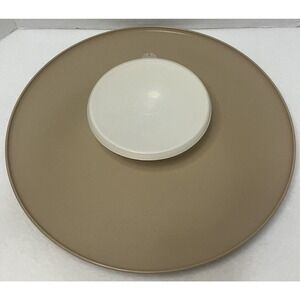 Vintage Tupperware Veggie/Chip Tray and Dip Bowl with Lid 492 & 491 Almond White